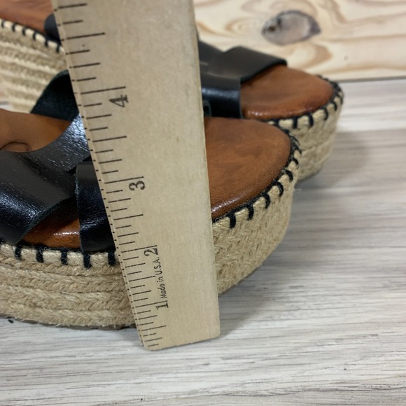 Musse & Cloud Anthropologie Sandal 39 Wedge Black Leather Platform Espadrille - Picture 4 of 10